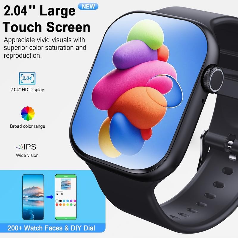 W&O Smart Watch for Android & iOS, 2.04" Touch Screen