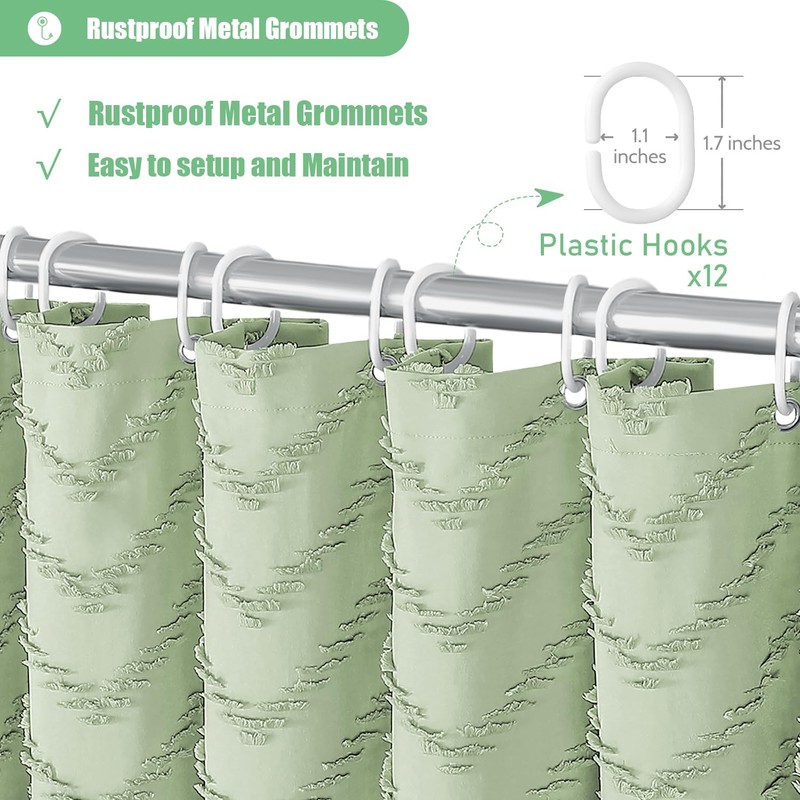 Dynamene Extra Long Shower Curtains, 96 Inch Long Boho Tufted