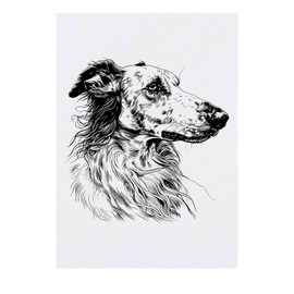 'Borzoi Dog Portrait' Temporary Tattoo - Water Resistant, Skin-Safe, Non-Toxic Transfer (TO00073185)