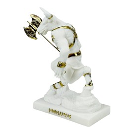 Minotaur with Double Axe Greek Monster Statue Sculpture Cast Marble
