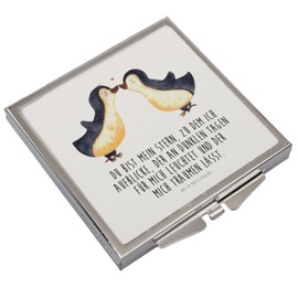 Mr. & Mrs. Panda Handtaschenspiegel quadratisch Pinguin Liebe - Geschenk, Pärchen. Liebespaar, Pärchen, Verlobung, Freundin, Schminkspiegel,