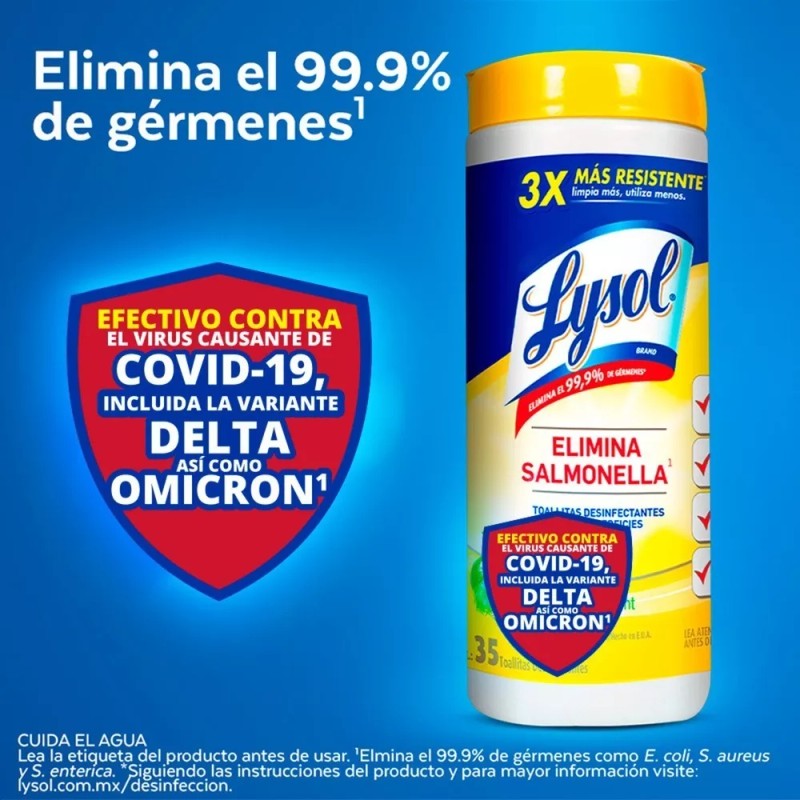 Lysol Toallitas Desinfectantes Multiusos Citrus 35 Wipes