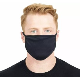 CW Premium 2-Pack Black Cotton Adult Face Mask - Reusable Washable Unisex - Black & White