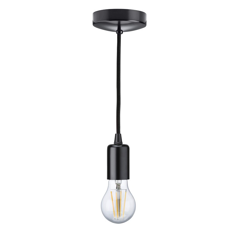 Knightsbridge 6 Inch E27 Contemporary Pendant Set in Matt Black