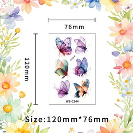 Pack of 24 Temporary Tattoos Butterfly Glitter Tattoo Face Body Stickers Water Transfer Angel Wings Tattoos Waterproof Stickers for Music Festival Ball Party Cosplay (A)