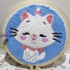 Punch Needle Kit Cute White Cat Easy Operation Glossy Frame