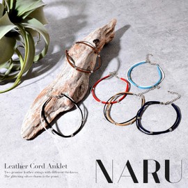 Naru Genuine Leather Cord Anklet, Men's, Women's, Pair of Matches, Couples, Stay On, Simple, Popular, Brand, 2 Layers, Cowhide leather, stainless steel