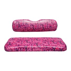 Seat Cover Replacement for EZGO RXV Golf Cart - Front Bench Seat - Premium Marine Vinyl - 5 Panel Stitching - Staple On Installation - Two-Tone Golf Cart Seat Covers (Pink Camo)