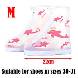 LHLZNB Children Waterproof Shoe Covers, shoe protector covers，overshoes，Upgrade Reusable Anti-slip and Wear-Resistant Rain Shoe Covers with Zipper for Outdoor Cycling Camping Fishing Travel (Pink, L)