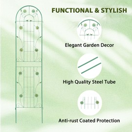 Garden Trellises for Climbing Plants, 2 Pack Metal Plant Trellises, 7.2Ft Iron Plants Support, 86.6" x 40", Green
