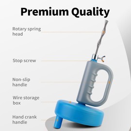 50 FT Drain Snake Hair Drain Clog Remover, Toilet Clogged Cleaner Tools, Unclog Shower Sink Tool, Gunk Removal Auger Declogger for Bathtub, Bathroom Plumbers Unclogger, Bath Tub Plumbing Snakes