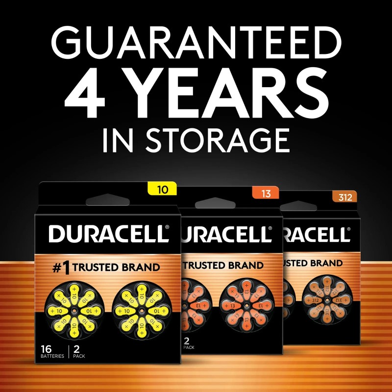 Duracell Size 312 Brown Hearing Aid Batteries, 8 Pack