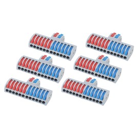 6Pcs DIN Rail Terminal Blocks DIY Splicing Wire Connectors 2 in 12 Out Wiring Splicing Connector for Home Appliances Lighting Electrical Control