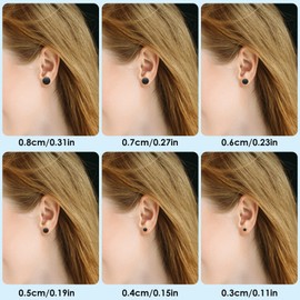 6 Pairs Dot Stud Earrings Unisex Stainless Steel Ear Studs Black Round Flat Top Stud Earrings Set for Women Men Girls (3 mm-8 mm)