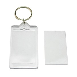10PCS Clear Acrylic Blank Photo Picture Frame Keychain Keyring Rectangle Photo Snap-In Keychain for Office School or Home to Use (Transparent)