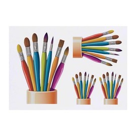 4 x 'Colourful Artist Brushes' Temporary Tattoos - Water Resistant, Skin-Safe, Non-Toxic Transfers, Mixed Sizes (TO00069856)