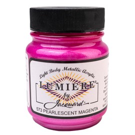 Jacquard Lumiere 2.25oz Fabric Paint Pearlescent Magenta - Metallic Paint for Fabric Leather Canvas Paper and Wood - Light-bodied Metallic Acrylic Paint - Lightfast & Vibrant Metallic Acrylic Paints