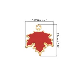 PATIKIL Maple Leaf Pendants, 60 Pack Enamel Tree Leaf Beads Metal Leaves Charm for Jewelry Making Bracelet Necklace Earring Keychain, Red