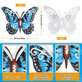 KKUYT 4 Pack 3D Metal Butterfly Decor, Inspirational Wall Decor Sculpture Hanging Indoor Outdoor for Home, Bedroom, Living Room, Office, Garden