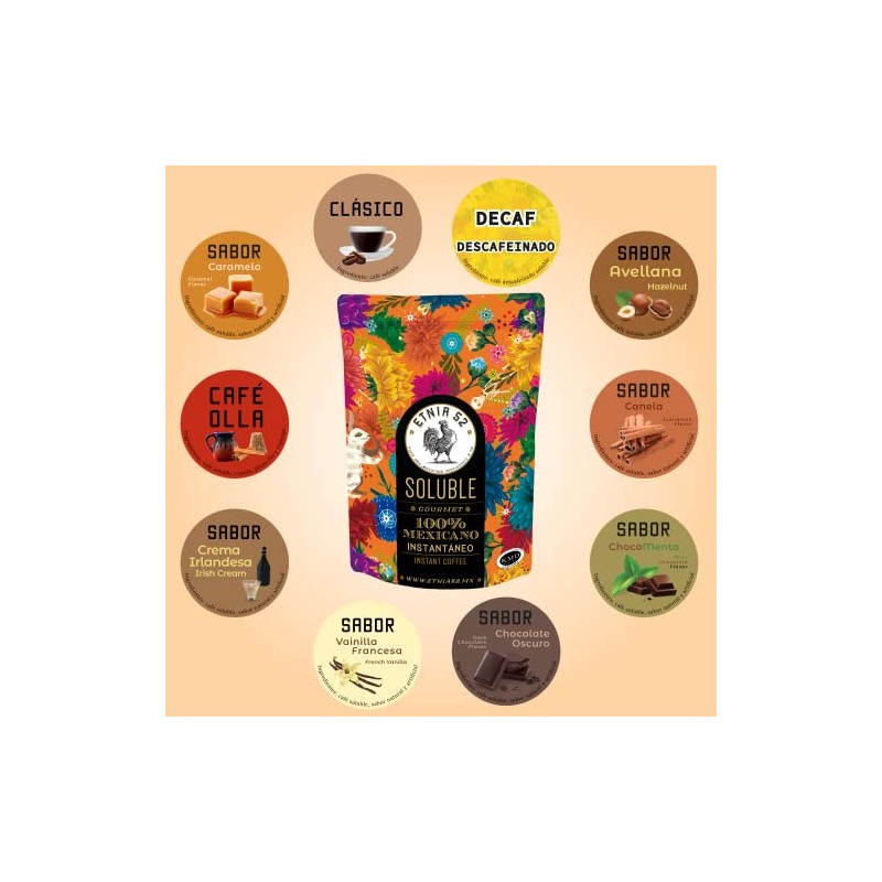 Etnia 52, Café Soluble Instantáneo Sabor Avellana, 225 gr