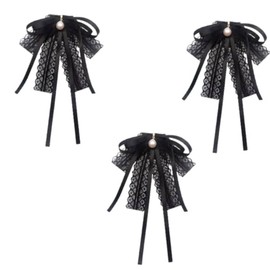 PIMXL Pack of 3 Women's Brooch, Tie Bow Brooch, Bow Tie Pin Shirt Accessories, Women's Vintage Brooch Pins, Bow Brooch for Women, Wedding, Graduation, Black, Aluminium oxide