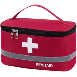 Dafape First Aid Empty Kit, Medical Kits Survival Trauma Bag for Emergency Travel Hiking Home Office Car Boat Outdoor Sports Camping Portable Rescue Zipper Pouch (Red)
