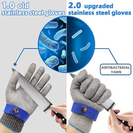 MAFORES Cut Resistant Glove Level 9 Stainless Steel Wire Metal Mesh Butcher Safety Work Glove for Meat Cutting, Fishing, Latest Material (Large)