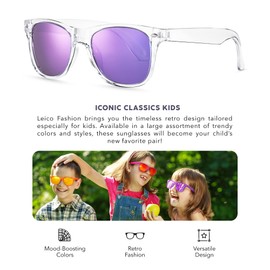 LEICO FASHION Kids Polarized Retro Sunglasses for Boys Girls Age 3-12 Shatterproof Frame UV Protection Toddler Children Sun Glasses