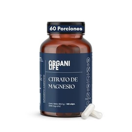 Citrato de Magnesio 500 mg con Inulina de Agave Suplemento Alimenticio Contribuye al Funcionamiento Normal de los Músculos y del Sistema Nervioso con 120 Capsulas que Rinden 60 porciones