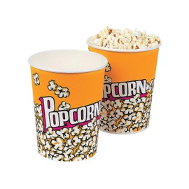 Small Popcorn Cups - Set of 12, each holds 32 oz - Movie Night and Party Supplies