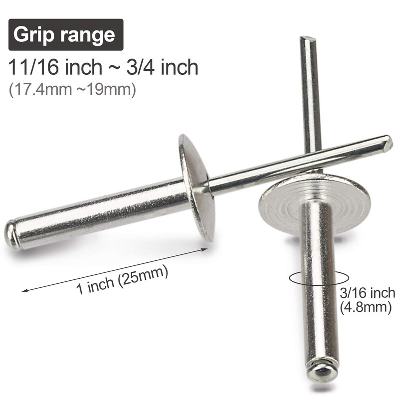 PAGOW 3/16 x 1 Inch (4.8x25mm) Flange Aluminum Blind Rivet,