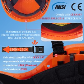 GUARDLEAD Construction Helmet, Midori Anzen ABS Resin, Work Safety Helmet, Cool, Vented Included, Unisex, Head Circumference: 20.9 - 25.2 inches (53 - 64 cm), W1000, For Flying and Falling Objects (Orange)