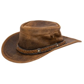 Cowboy Aussie Real Leather Hat Australian Tan Western Outback Bush Hat