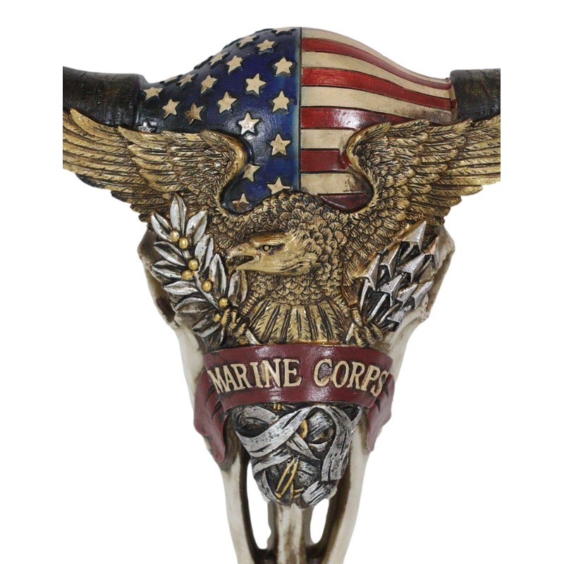 Western Patriotic Bull Cow Skull W/ American Flag Bald Eagle