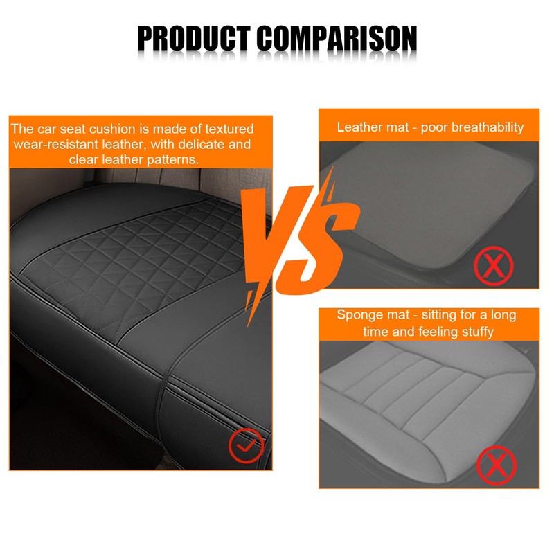 KHGUZ Leather Car Seat Cover, Vehicle Rear Bottom Seat Protector