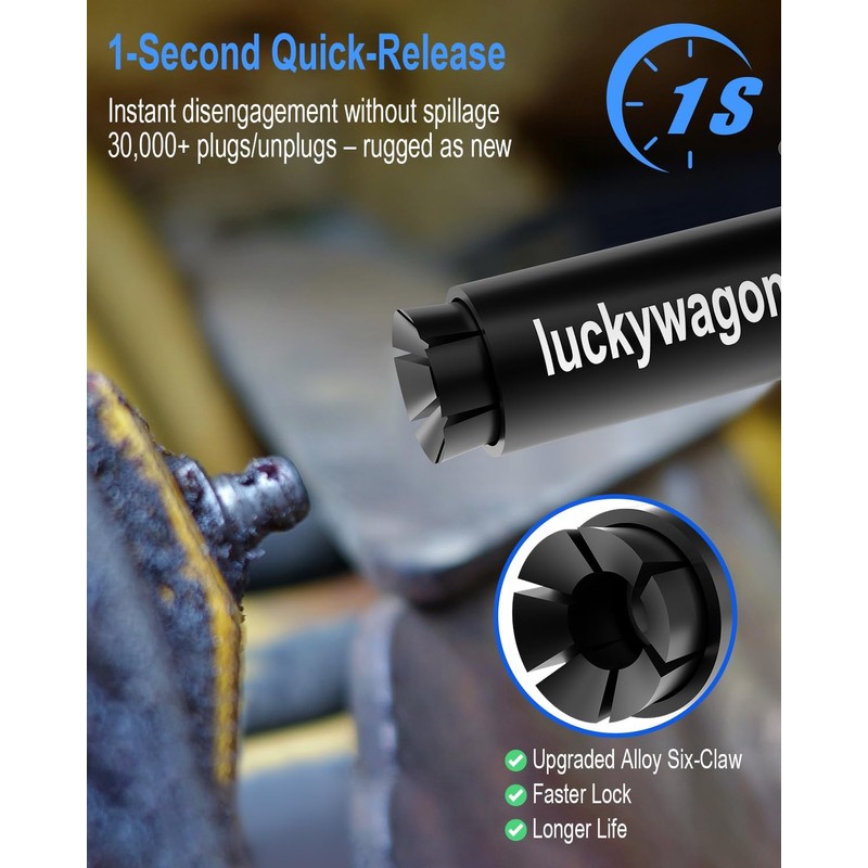 luckywagon Grease Gun Coupler Black Leakproof Grease Gun Tips Quick