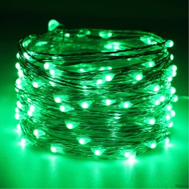 RUICHEN Fairy Lights Plug in, 33 Ft 100 LED Starry String Lights with Spool, Waterproof Silver Wire Firefly Lights for Bedroom Patio Wedding Party Christmas (Green)