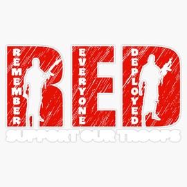 HOF Trading Army Red Friday Support Soldiers Or Armed Forces Gift Vinyl Sticker Waterproof Decal Laptop Wall Window Bumper Sticker 5"