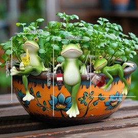 FONDUO Garden Decoration Resin Frog Gifts - Green - Garden Decoration - Statue - Nature and Outdoor, Cartoon - Resin - Rustic - Waterproof Realistic