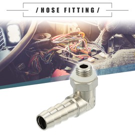 Motoforti Universal Car 90 Degree Brass Fitting Hose Adapter, Hose Fitting, 8mm 5/16" Barb to Male Metric M8x1, Durable, Brass, Silver Tone
