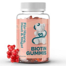 Biotin Gummies 5000µg – Hair, Skin & Nails Support – High Strength Vegan Gummy Bears – With Zinc, Vitamins C & E – 120 Gummies