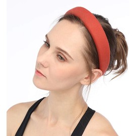 Padded Headbands Velvet Headband Puffy Sponge Thick Headbands Vintage Wide Headband for Women (Grey, One size)