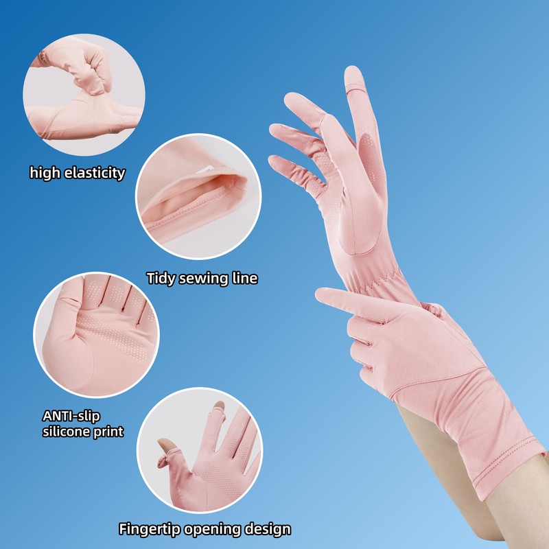 Driving Gloves Women Sun UV Protection，Breathable Non Slip Full Finger