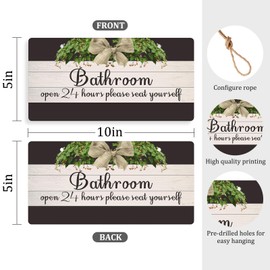 Bathroom Front Door Sign Funny Bathroom Signs for Home Decor Bathroom Hanging Sign Bathroom Signs Wall Decor Farmhouse Bathroom Door Sign Rustic Bathroom Sign Restroom Wall Decor 10x5 Inches