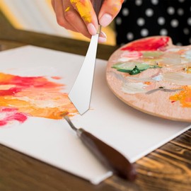 JJUNW 2Pcs Palette Knife Set, Stainless Steel Pallet Knives, Scraper Painting Knife Wooden Handle Palette Knife Baking, for Oil Canvas Acrylic Painting Supplies