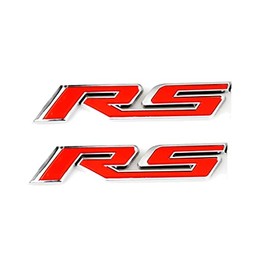 2Pcs New cab RS Emblem Decal Sticker 3D Logo Badge (Silver red)