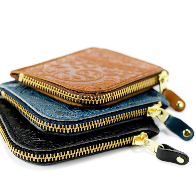 Vincent Crafted, Tochigi Leather, Paisley, L-Shaped Zipper, Mini Wallet, FARIA