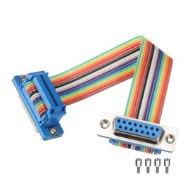 sourcing map IDC Serial Cable Rainbow Wire Flat Ribbon Cable DB15 Female to DB15 Female 3.9 Inch Length 2.54mm Pitch Breadboard Jumper Wires for Electronic Projects