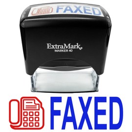 ExtraMark Dual Color Self Inking Rubber Stamp (FAXED) 2-Color Office Stamp - Large