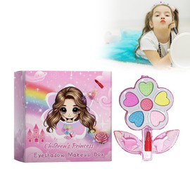 Lazy Children's Eyeshadow Makeup Palette, Children's 6 Colours Eyeshadow, Children's Eyeshadow with Eyeshadow Pen, Children's Eyeshadow with Lipstick, for Radiant and Creative Looks for Girls from 5